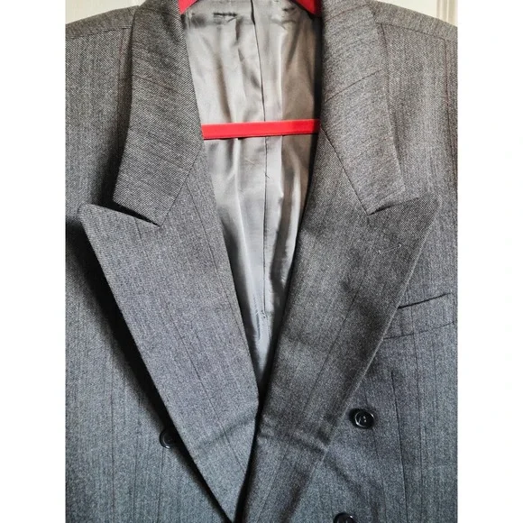 LIDO Mens 42 Double Breasted Wool Blazer Made in Italy Charcoal Pinstripe